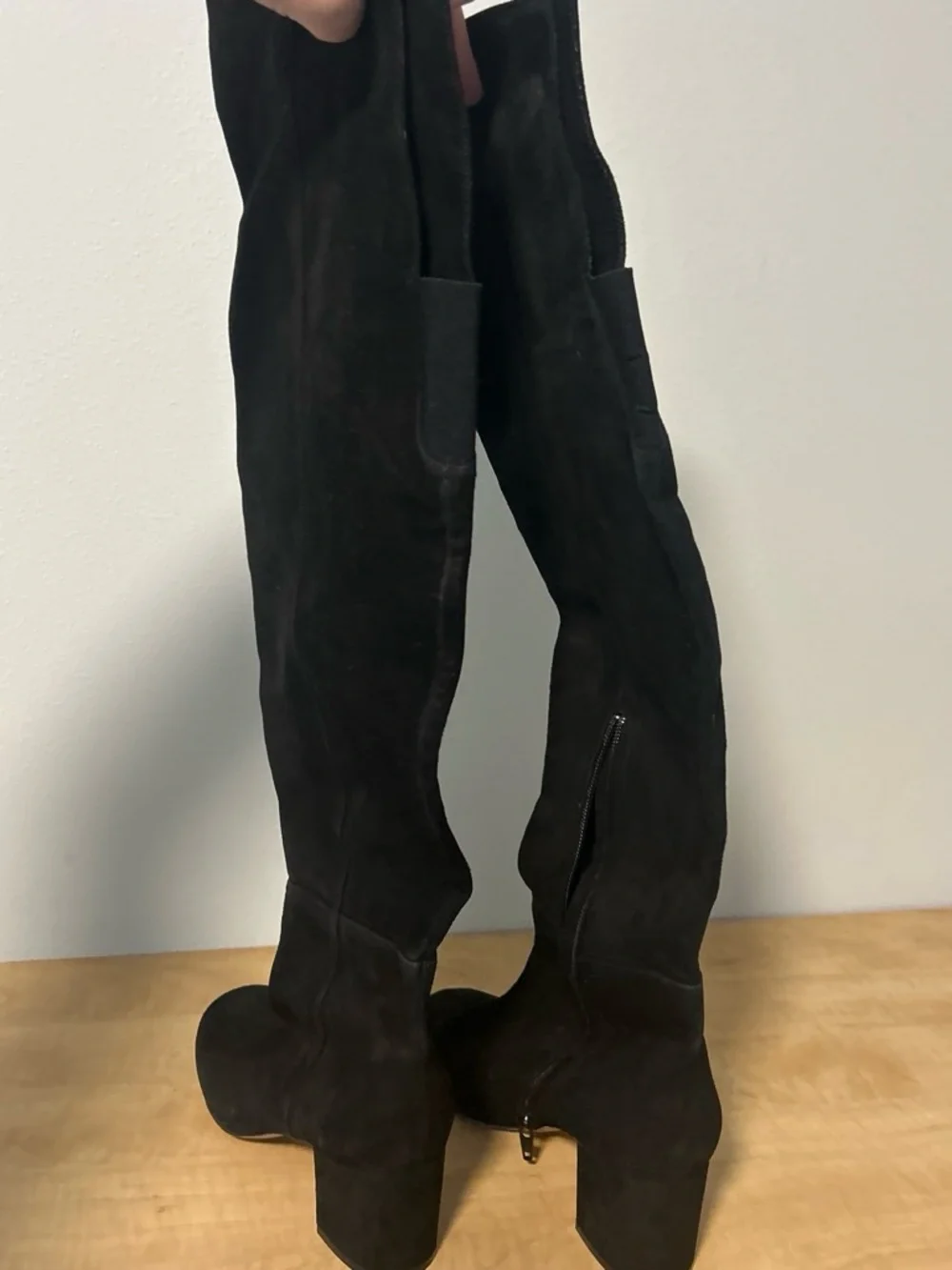 Halogen Black Over-the-Knee Suede Block Heel Boots